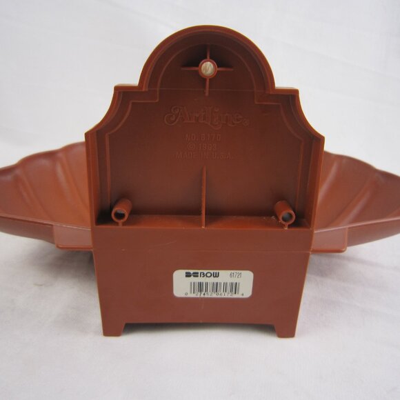 Vintage 1993 Artline Plastic Reddish Brown Bird/Seed Tray Deck Mount with Angel - Picture 4 of 9